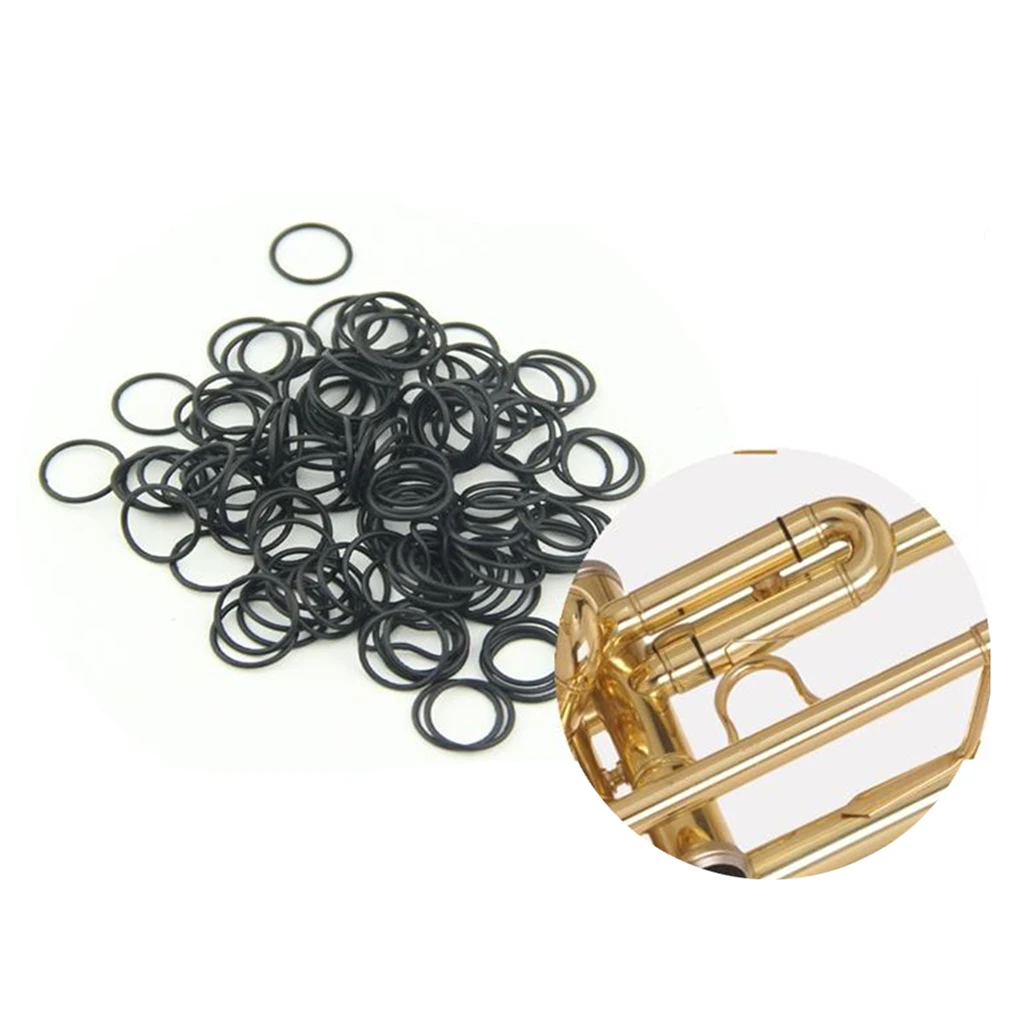 50 Pieces Trumpet Anti-Noise O Rings Trumpet Rubber Ring Muffler for Cornet Trumpet Instrument Replacement Accessory 12mm