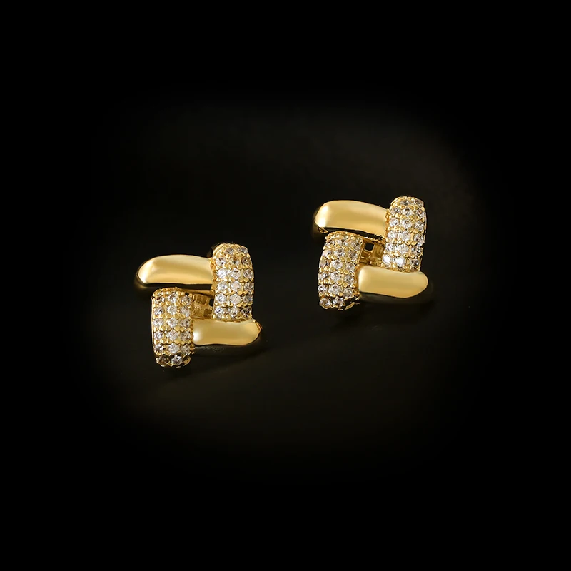 Simple Gold Colour Geometric Elements Zircon Earrings For Woman 2020 New Fashion Korean Jewelry Luxury Party Exquisite Earring