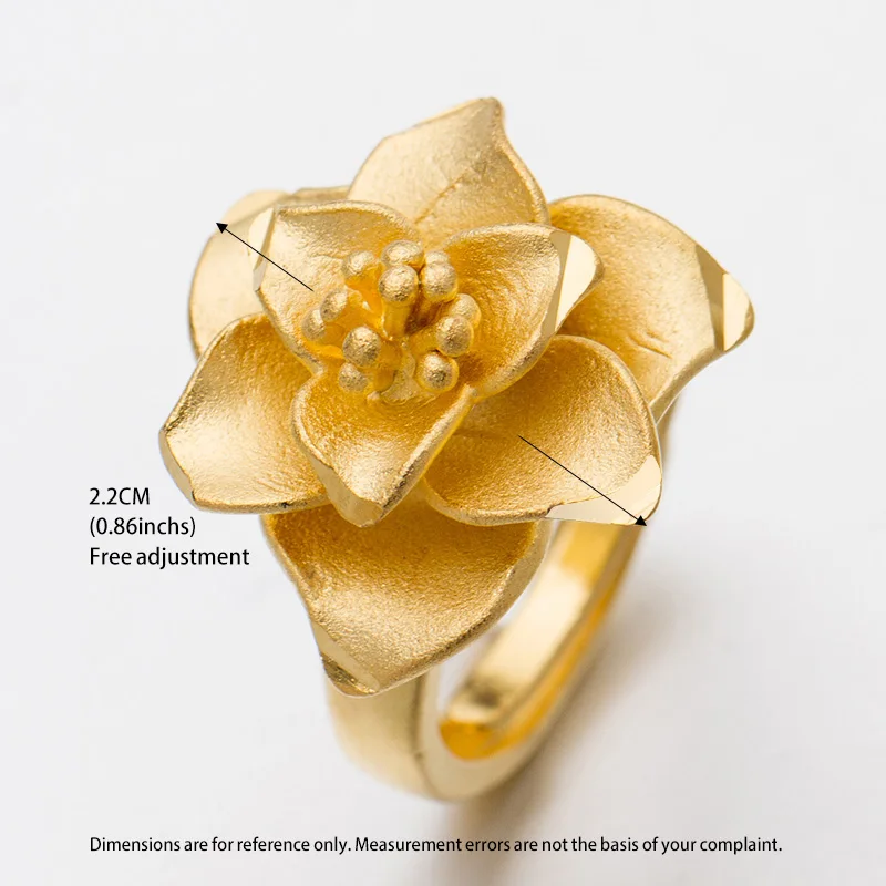 Wando Trendy Plated 24K Gold Multi shape Wedding Flower Gold Color Bride Rings For Men Women Jewelry Gifts