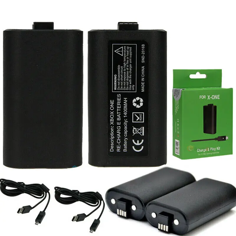 Paquete de batería recargable de 2 piezas + Cable de carga USB de 1x2,75 m para controladores de juego inalámbricos Xbox One, baterías de repuesto