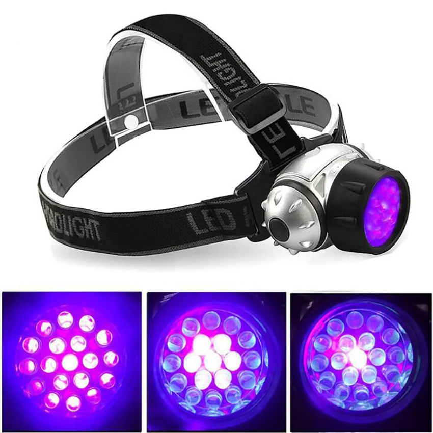 19 LED Headlamp Flashlight Lights Headlights with 4 Lighting Modes, Pet Urine Detector, Adjustable Comfortable for Adults