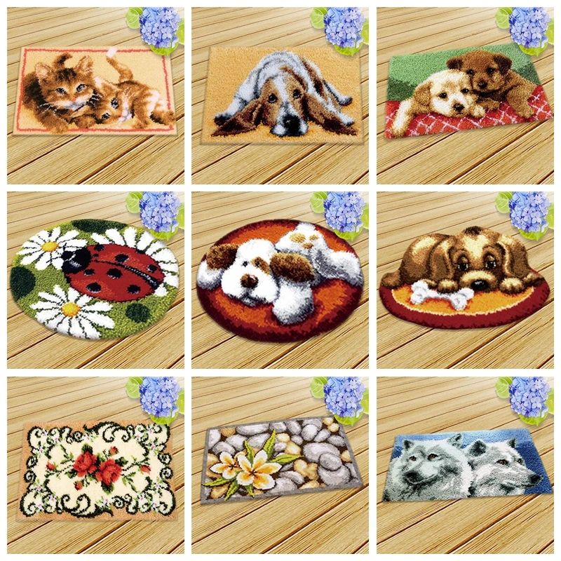 

Dog And Cat Latch Hook Rug Kits 3D Carpet Embroidery Kit Cross Stitch Kits Set DIY latch hook carpet rugs for modern living room