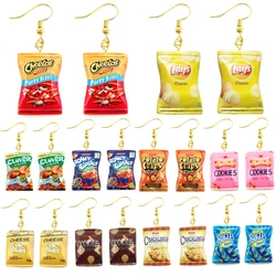 Earring For Women Resin Drop Custom Made Handmade Cute Girls Gift Eardrop Funny French Fries Cheese Chips Food Snacks