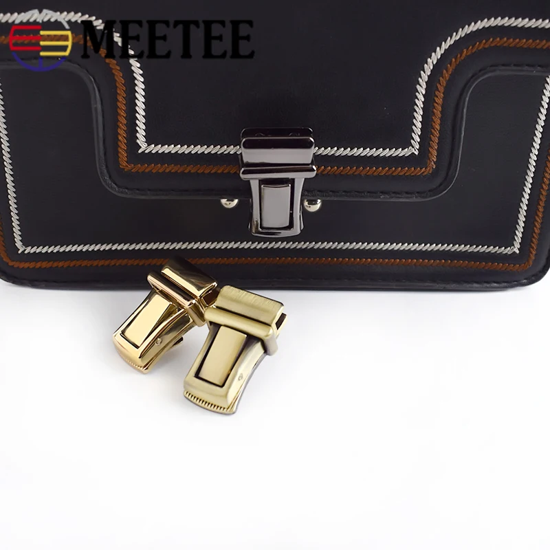 Fechadura retangular prensada de metal, 2/4pçs, 21x35mm, fecho de bolsas femininas, decoração por pressão, fechos, acessórios de bolsa de couro diy