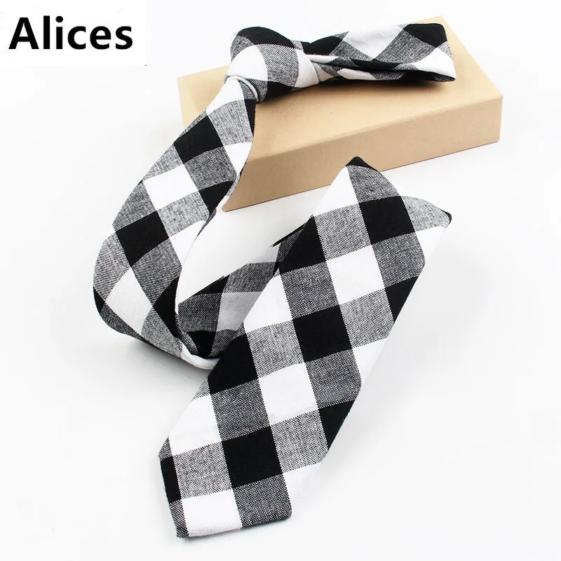 Boy Cotton Korean Plaid Ties 6cm Men's Casual Japanese College Wind Harajuku Style JK Uniform Tie Female Factory Wholesale