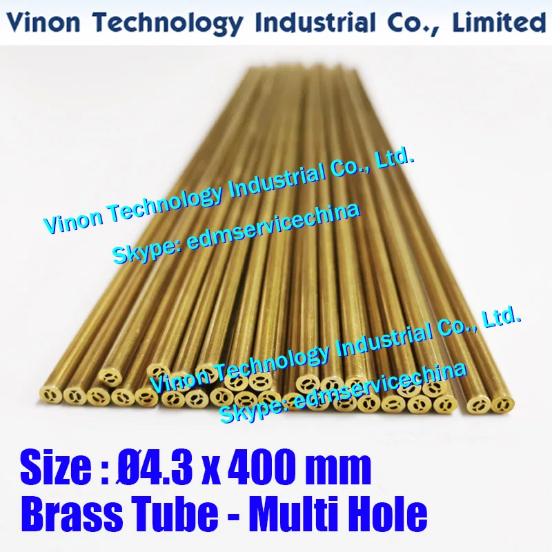 

(30PCS/LOT) 4.3x400MM Brass Tube Multihole type, EDM Brass Tubing Electrode MultiChannel, Dia. 4.3mm, 400mm Long for DRILL EDM