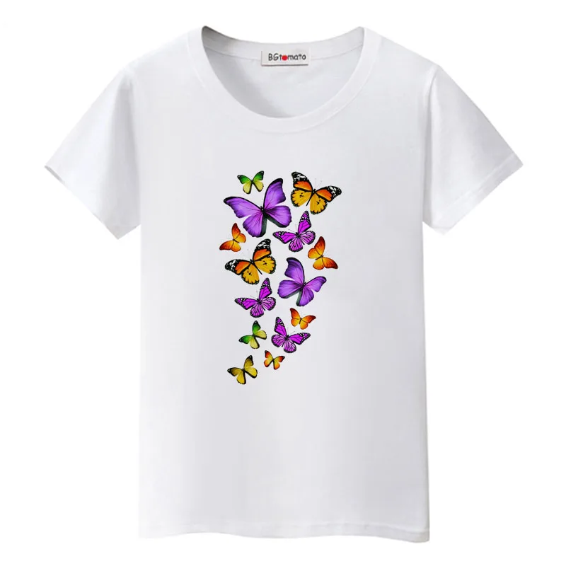 

Summer colorful butterfly T shirt women lovely Clothes Tshirt cool top Tees Brand T-shirt Lovers kawaii Shirt