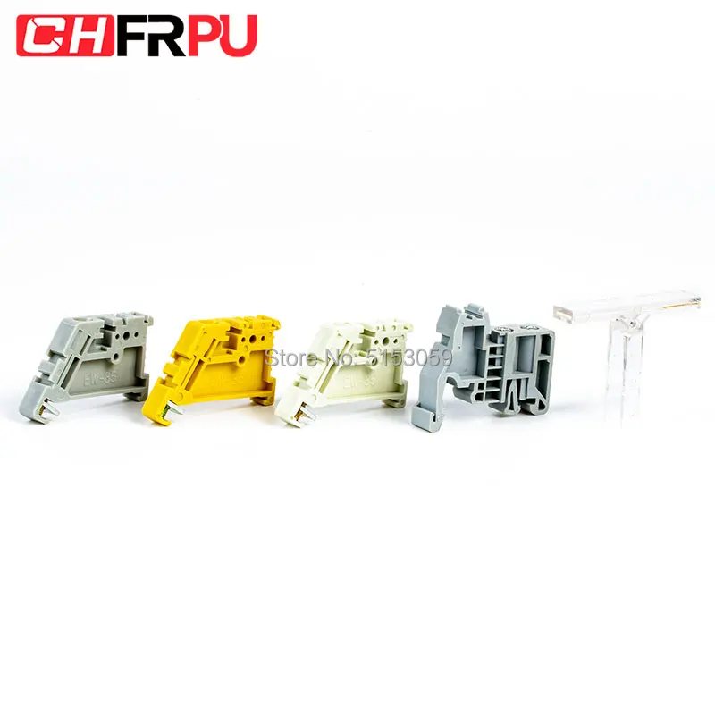 E/UK und EW 35 UK und SAK-Klemmenblöcke, Endhalterung für DIN-Schienen, KLM-A-Klemmenleiste, Markierungsträgerhalter