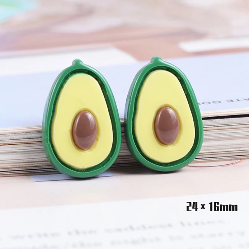 20Pcs Nette Cartoon Avocado Harz Ornamente Handgemachte DIY Handwerk Liefert Telefon Shell Patch Materialien Decor Mädchen Haar Zubehör