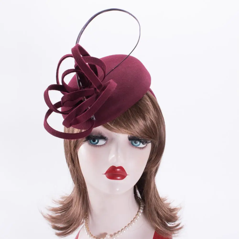 Lawliet Teardrop Womens Vintage Look Wool Felt Ostrich Quills Fascinator Hat Cocktail Hat  A569