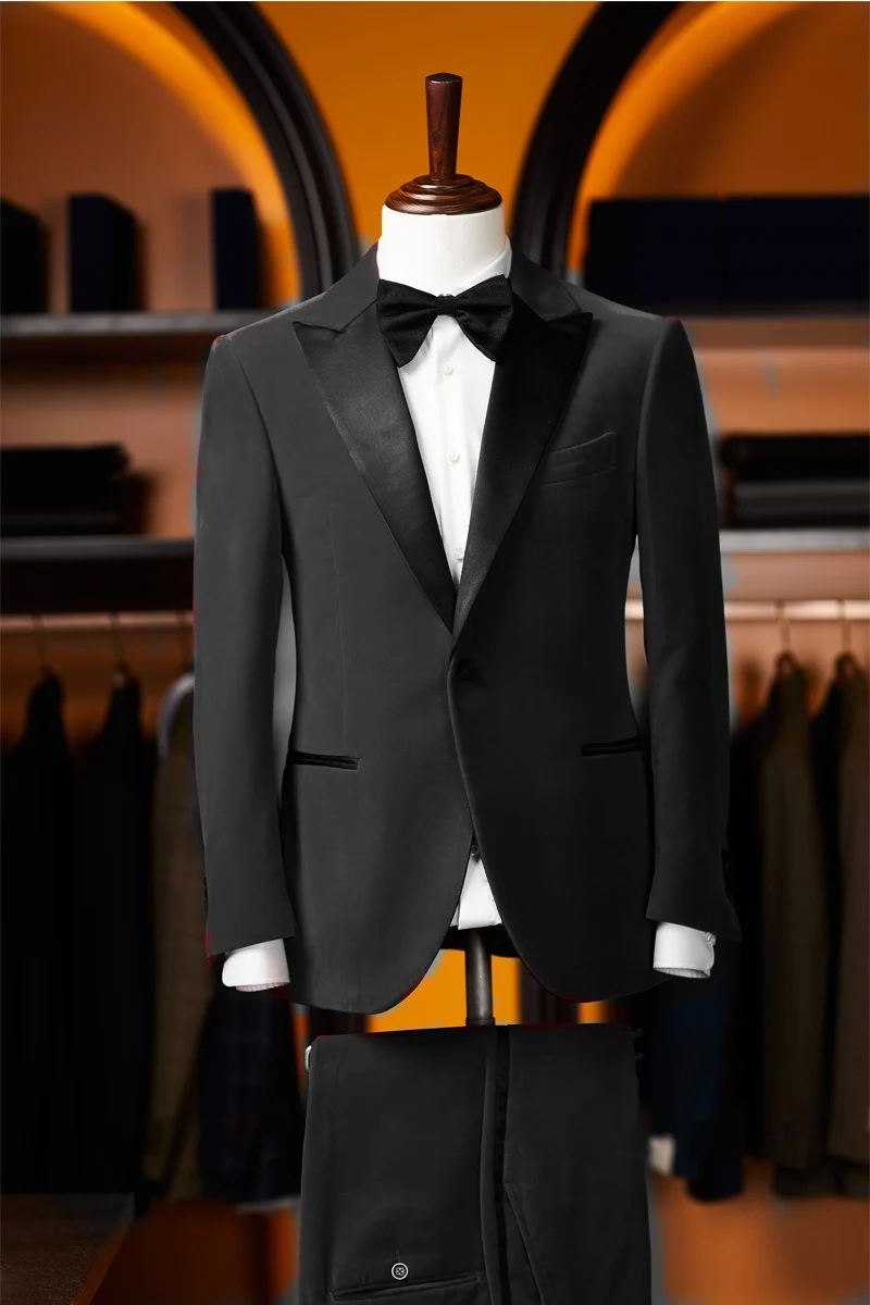 

Handsome Velveteen Groomsmen Peak Lapel Groom Tuxedos Men Suits Wedding/Prom Best Man Blazer ( Jacket+Pants+Tie) B272