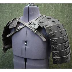 Steampunk Samurai medievale spalla armatura petto in pelle cintura imbracatura Viking Knight top Ninja Cosplay Costume paul drons per uomo