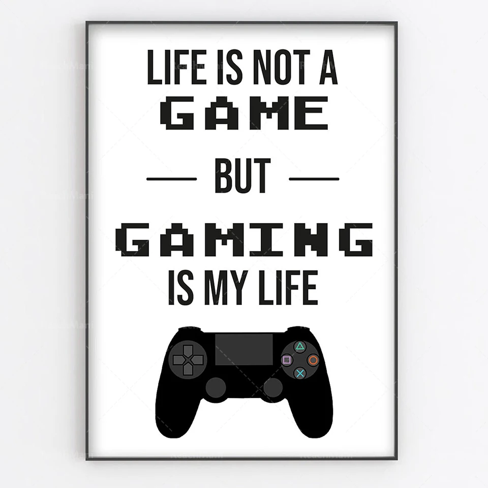 Game in progress - Game posters - Game room wall art - Video game player wall decor