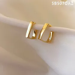 Pendientes de aro dorados para mujer, aretes geométricos coreanos de Metal dorado, pendientes de gota Retro para mujer, joyería de moda 2021