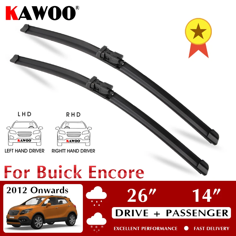 

KAWOO Wiper Front Car Wiper Blades For Buick Encore 2012 Onwards Windshield Windscreen Front Window Accessories 26"+14" LHD RHD