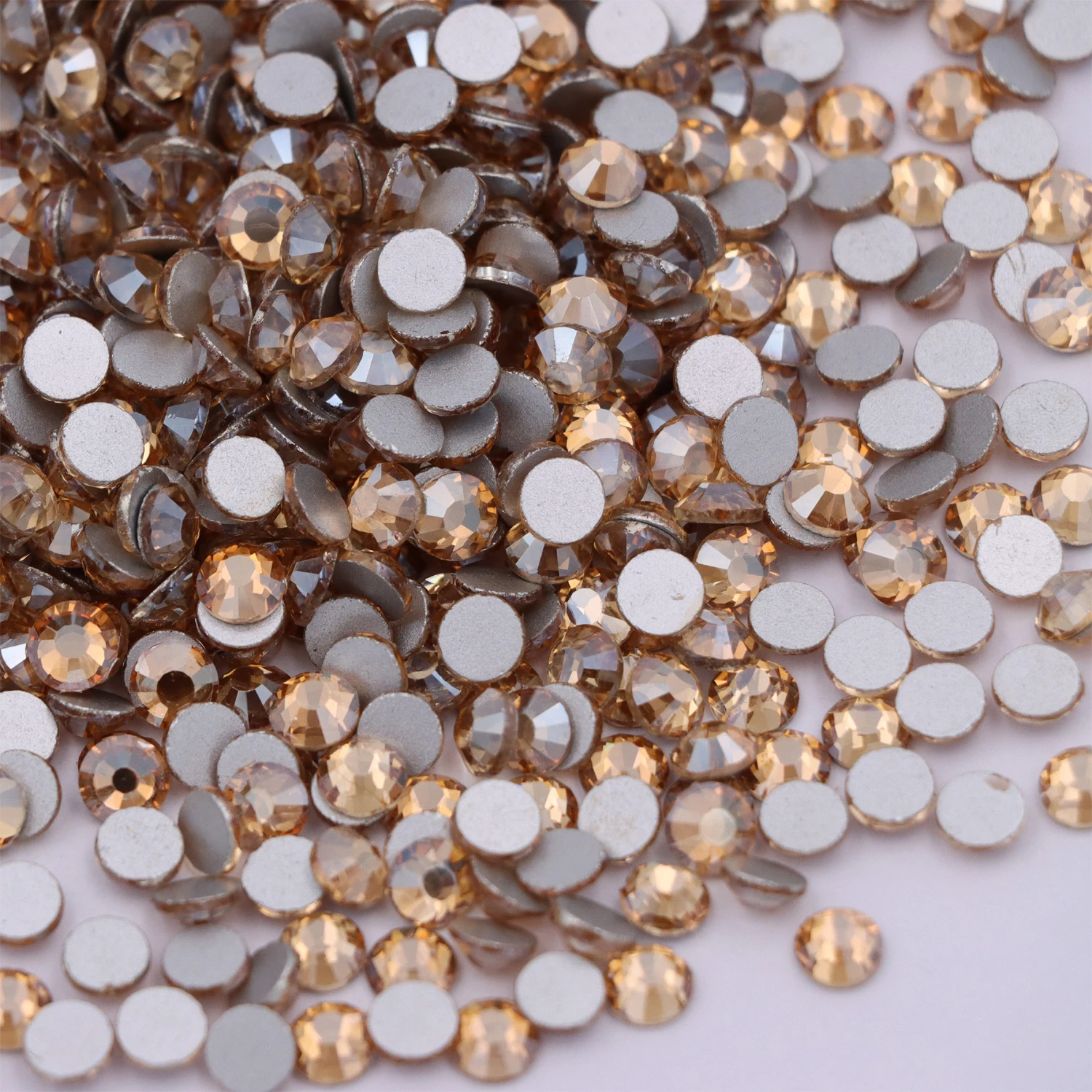 Golden Shadow Non Hotfix Flat Back Rhinestones Gold Champagne Crystals Strass Stones For Nail Art Decoration