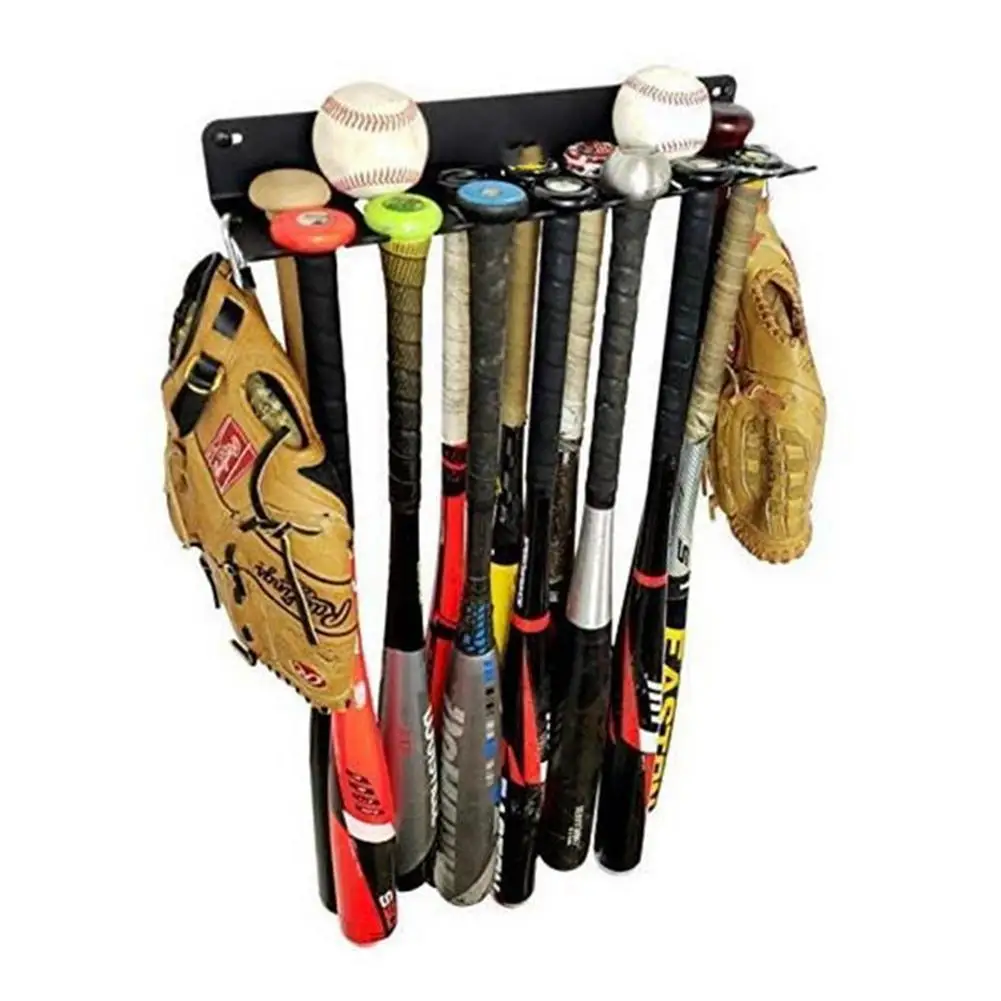 

6 /7 Holes Metal Bat Storage Rack Wall-mounted Baseball Display Holder Barbells Dumbbells Skipping Rope Storage Storage Bracket