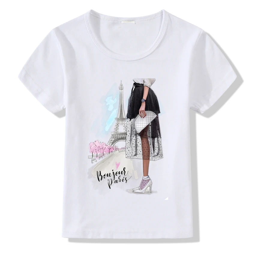 2019 Fashion Paris Tower Print T shirt Children Cool Girl Short Sleeve Tops Kids O-neck Clothes Baby Tshirt Clothing BAL145