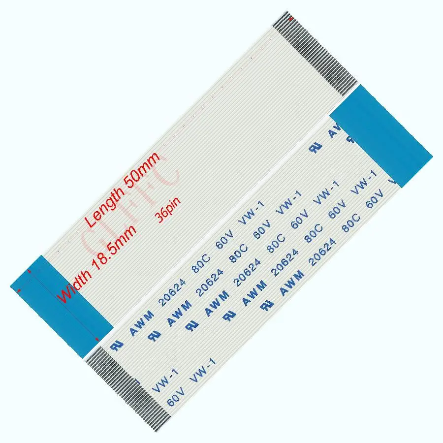 36pin 0.5 passo 30mm-420mm cavo piatto flessibile di tipo B FFC awm 20624 ROHS per Computer DVD LCD TTL