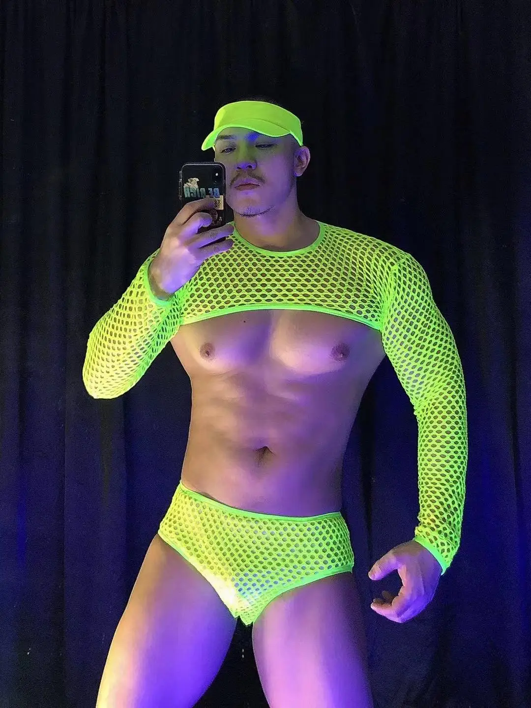 Discothèque Bar Muscle hommes DJ Gogo danseur pôle danse Costume Fluorescent culture hauts ensemble short et haut Sexy fête Rave tenue