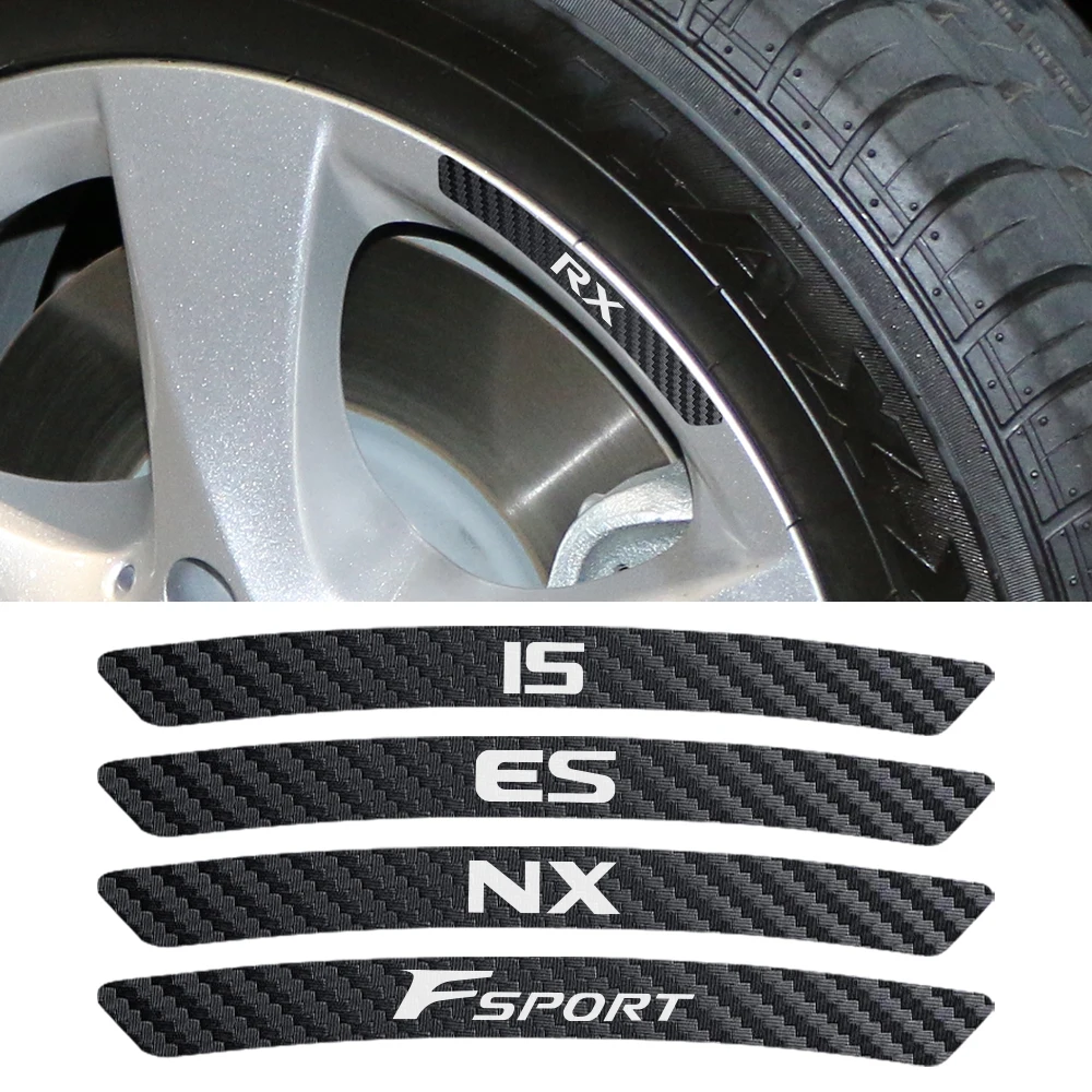 Car Wheel Rim Stickers For Lexus RX NX IS Fsport ES CT200h GS GX LS LX UX Motor Hub Decor Decal Cover Sticker Auto Accessories