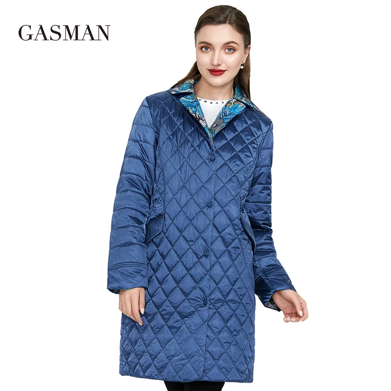 GASMAN Windproof long thin cotton jackets for Women spring warm parka buttons turtleneck down jacket Female raincoat autumn coat