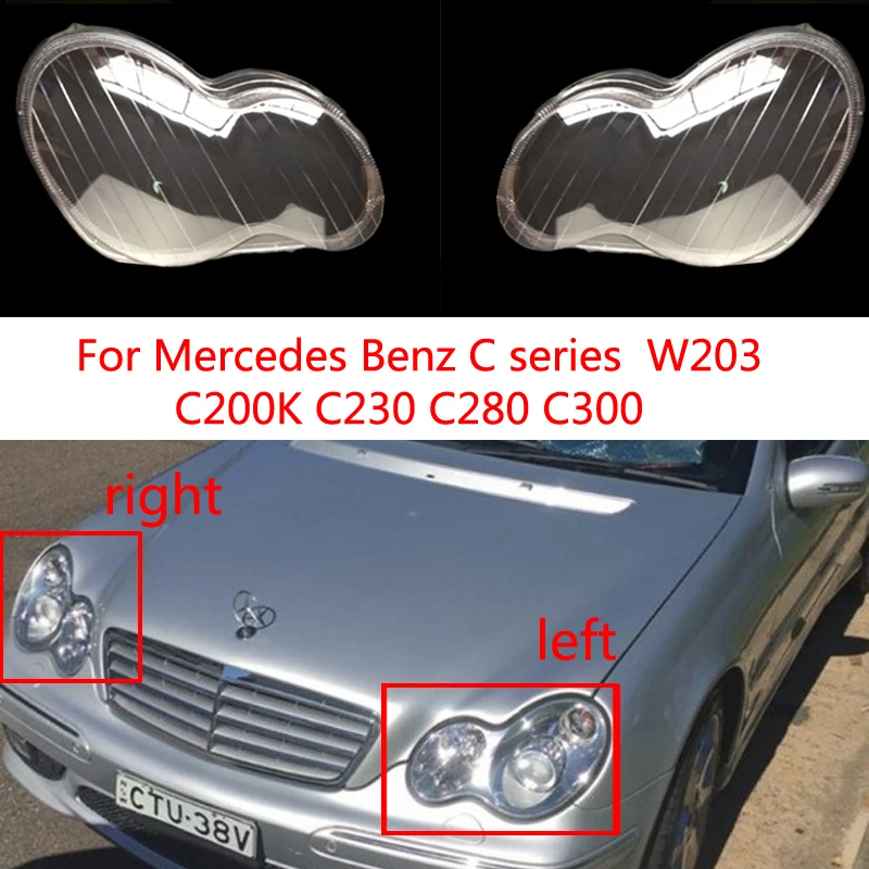 Car Headlight Cover Headlamp Light Glass Len Case Auto Shell Cover For Mercedes-Benz C-Class W203 C200K C230 C280 C300