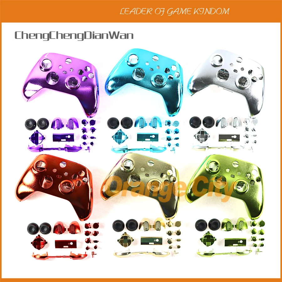 10Sets Chrome Full Sets Housing Shell Front + Back Cover Hard Case with buttons Replacement for Xbox Series X S Game Controller