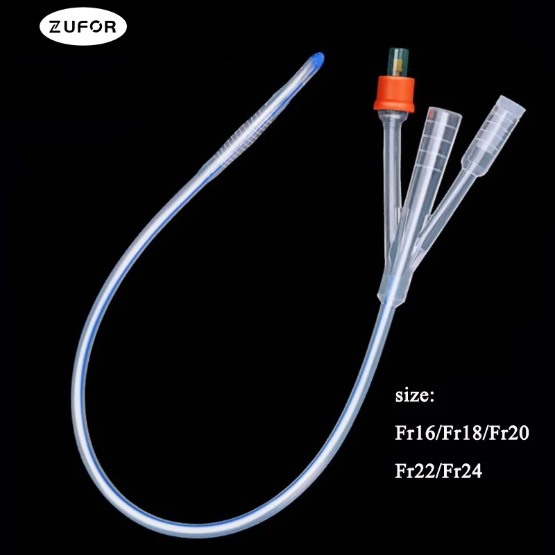 2pcs/lot 3 way Silicone Foley Catheter Disposable Medical Silicone Men\'s urology Urethral urine tube sex catheters