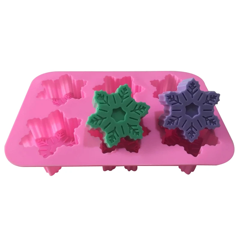 6 Cavity Christmas Snowflake Soap Mold Silicone Mold Aroma Gypsum Plaster Resin Mould Snow Handmade 3d Crafts Candle Molds