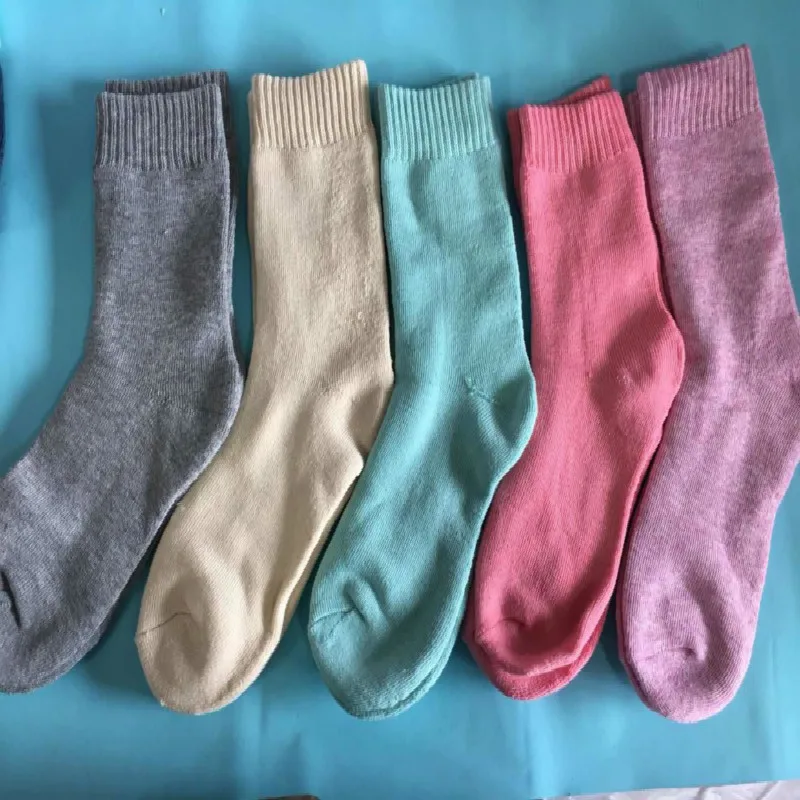 

Autumn Winter Pure Color Socks High Quality Thick Wool Thermal Socks Ladies Socks Wholesale 5pair/lot