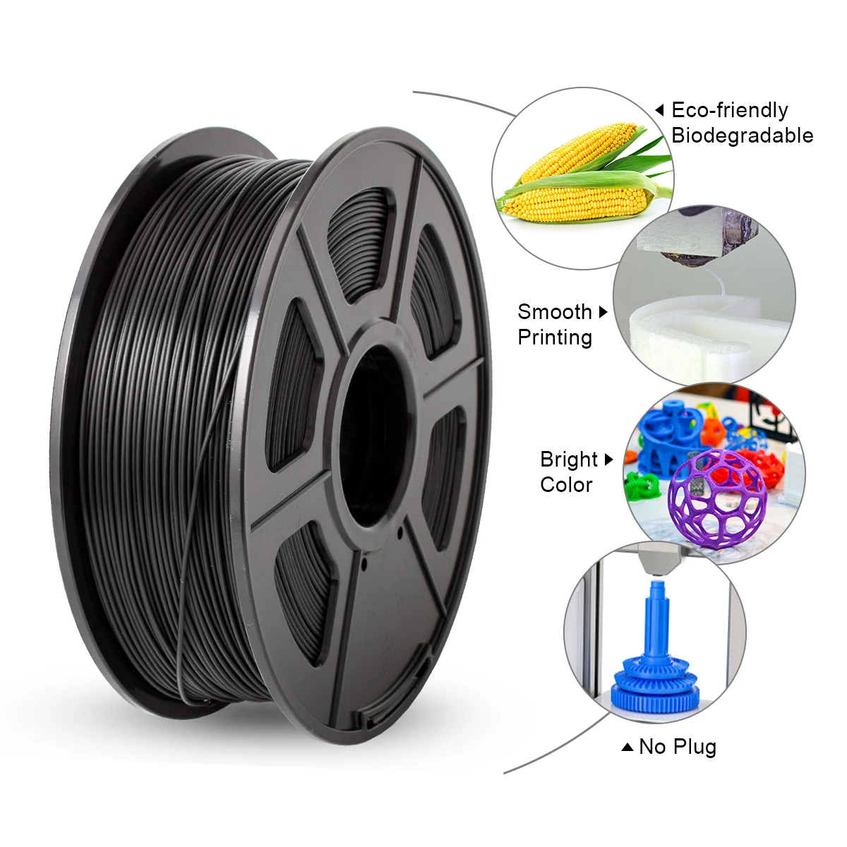 SUNLU PLA Filament  3 Rolls 1.75mm For 3D Printer 100% No Bubble Excellent Quality Filaments For Children Scribble