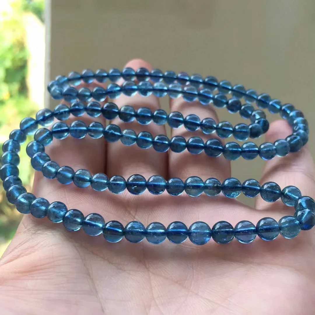 5mm Natural Ocean Blue Aquamarine Bracelet For Women Men Healing Love Gift Crystal Round Beads Luck Stone Strands Jewelry AAAAA