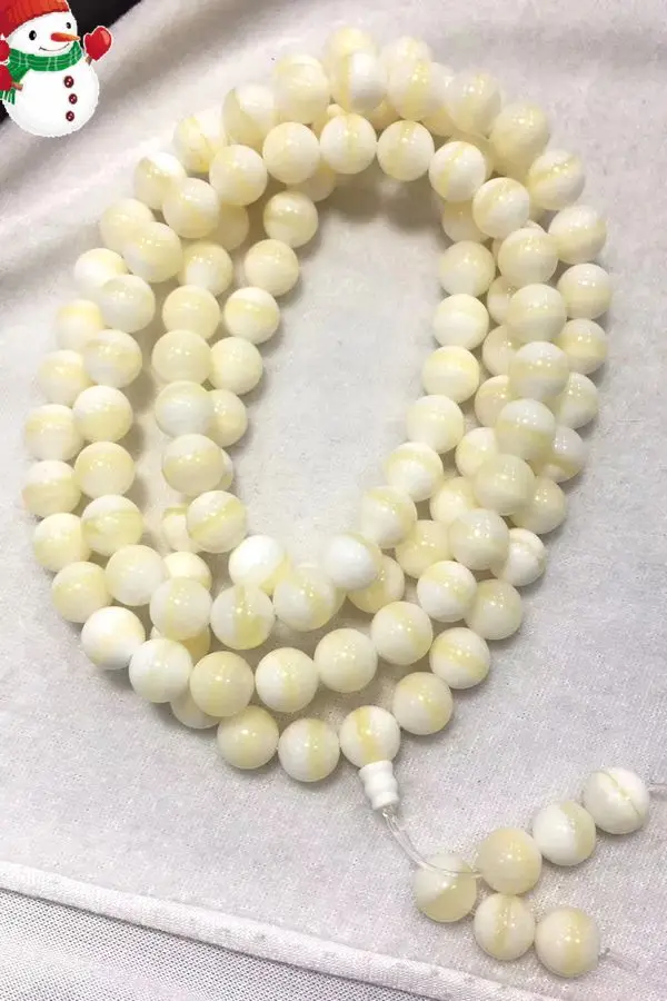 10mm Rare Sea tridacna Mala Bead Bangle giant clam Golden line bead Hanging 108 Beads