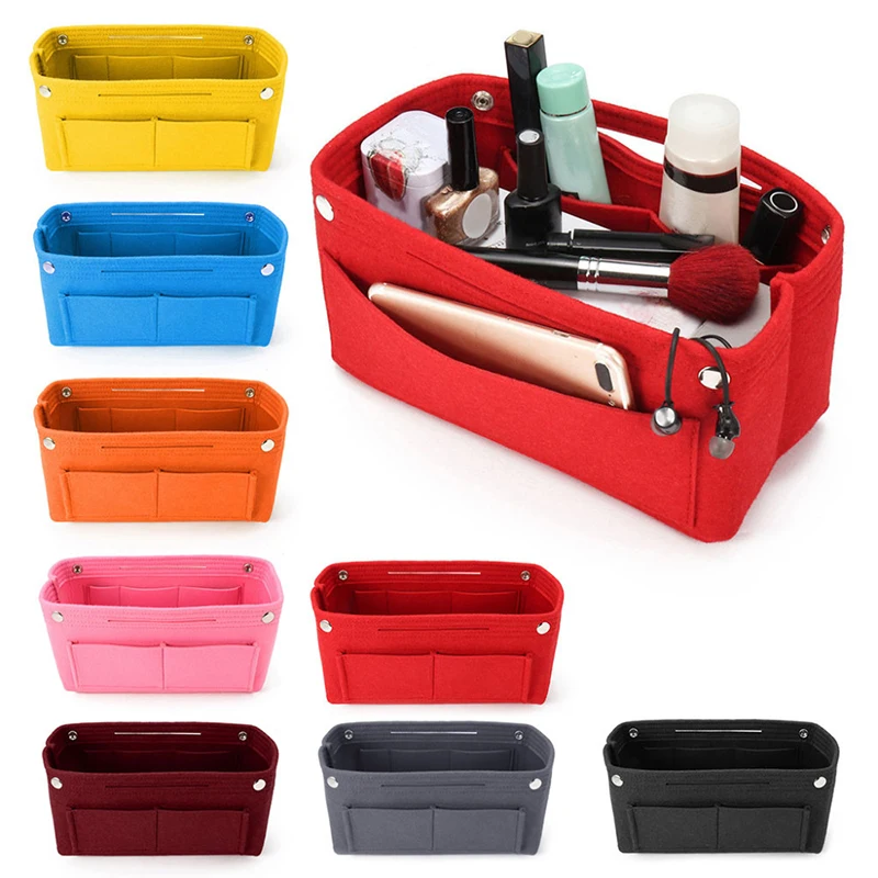 Felt Handbag Organizer Purse Organizer Bag in Bag Multi-Pocket Travel Insert Handbag Portable Women Cosmetic Storage Bags