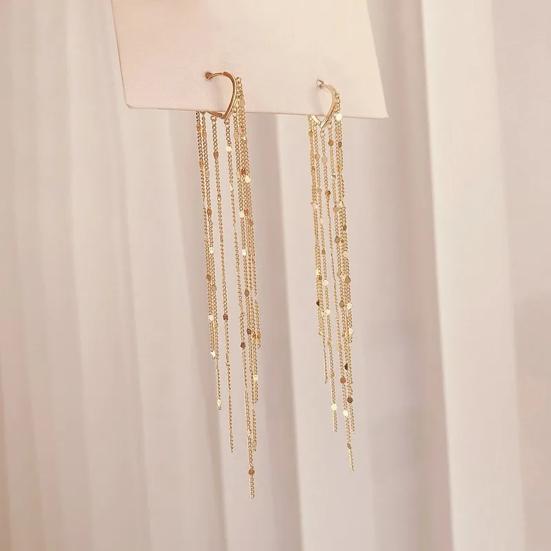 2020 New Arrival Dominated fashion long metal tassel Drop earrings Korean joker sweet lovely heart elegant Women earrings