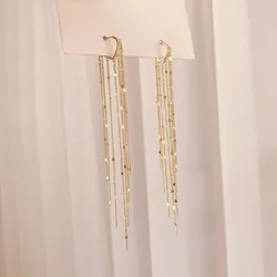 Pendientes largos con borla de metal para mujer, aretes con forma de corazón, estilo coreano, dulce y encantador, 2020