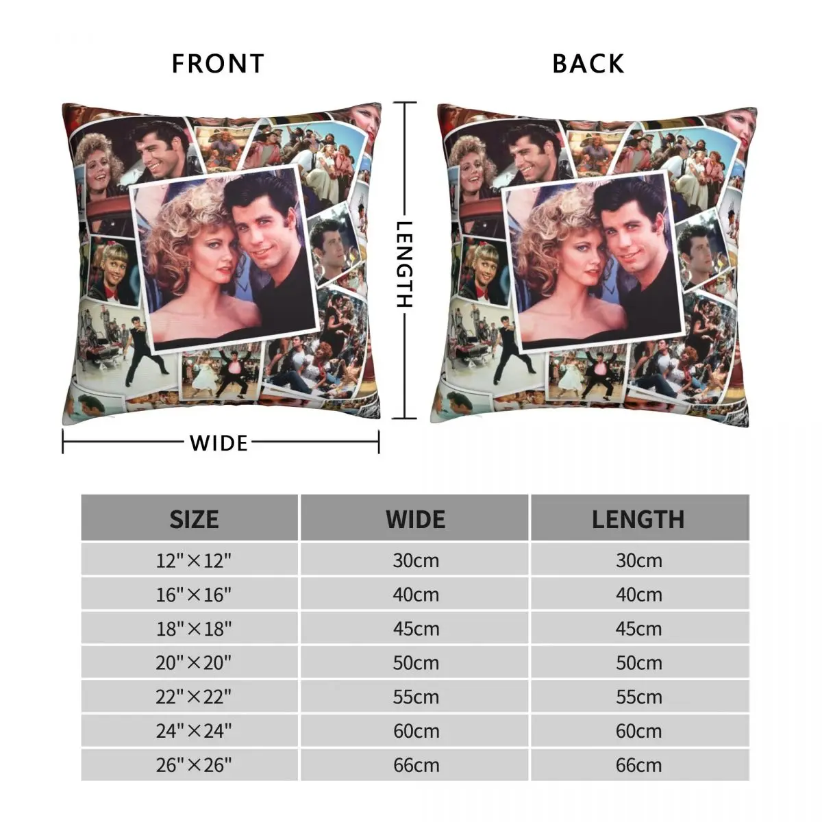 Grease Brillantine Square Pillowcase Polyester Linen Velvet Printed Zip Decor Pillow Case Home Cushion Cover