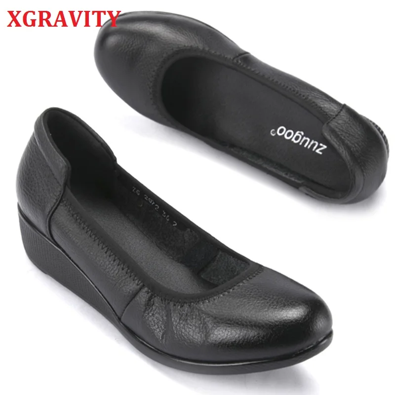 

XGRAVITY Stock Clearence High Quality Genuine Leather Ladies Fashion Wedge Shoes Summer Elegant Casual Comfort Female Shoes