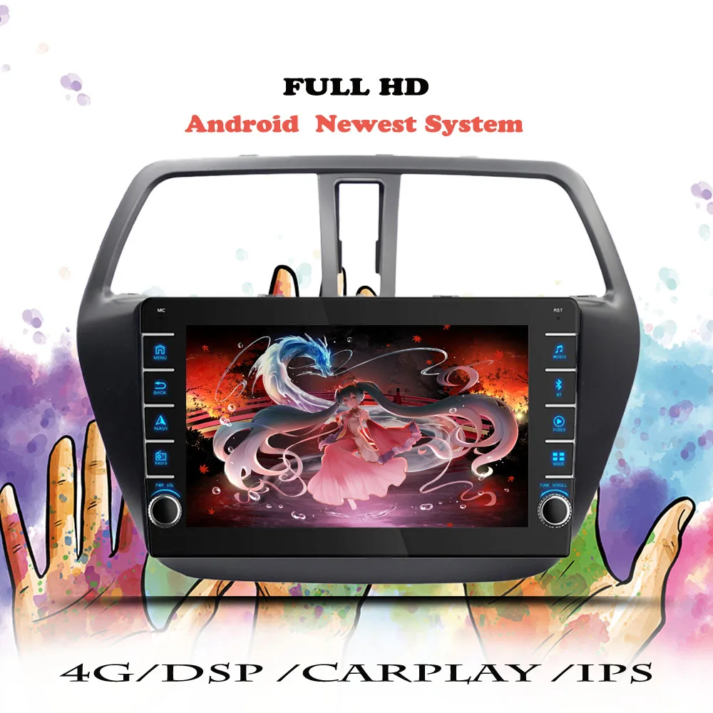 Reprodutor de vídeo multimídia de rádio automotivo para Suzuki SX4 S-Cross 2012 2013 2014 2015 2016 Android 14 128G GPS Navegação DVD Cassete