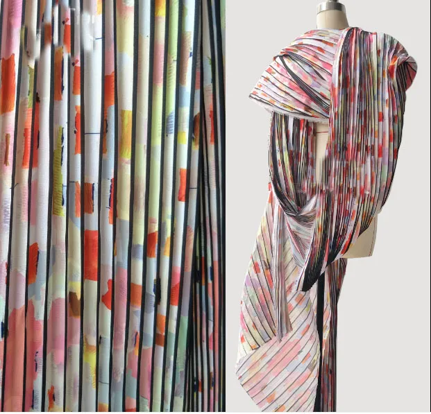 Pleated art printing and dyeing pattern organ crumpled garment fabric