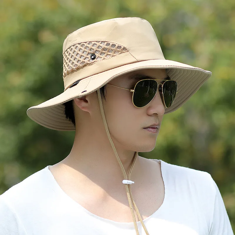 Unisex Summer Foldable Sun Fisherman Hat Men Women Wide Brim Casual Travel Beach Sunscreen UV Outdoor Sport Fishing Cap R22