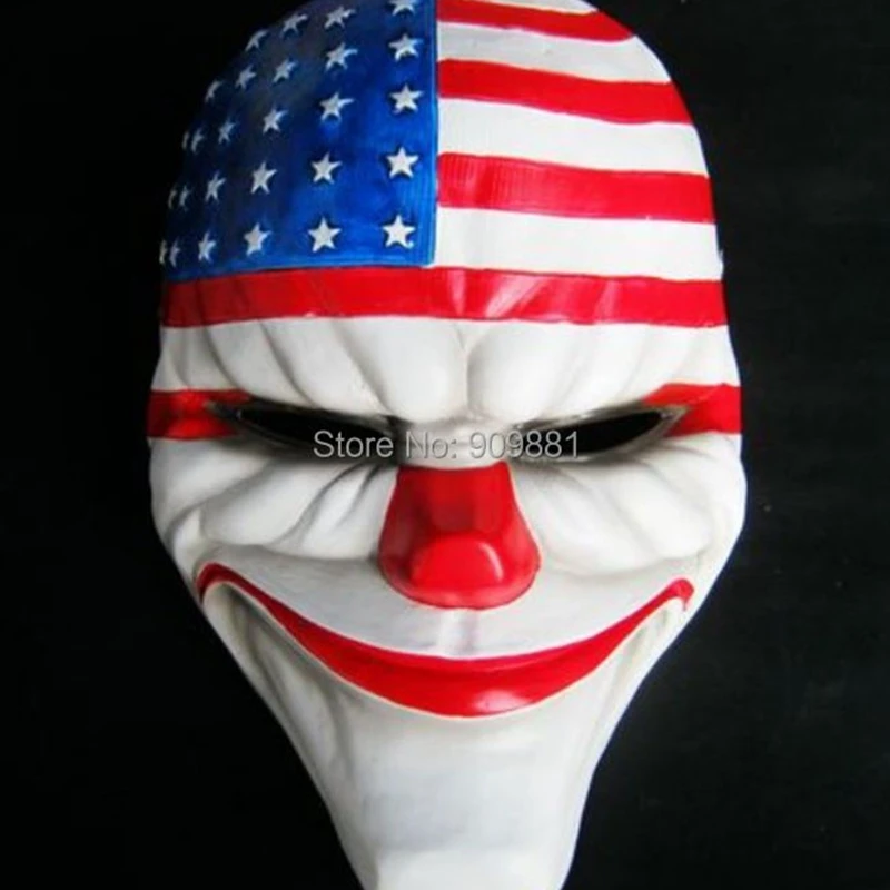 

Payday 2 Dallas America Cosplay Masque Halloween Party Carnival US National Flag Mask Funny Scary Clown Pay Day Resin Masks