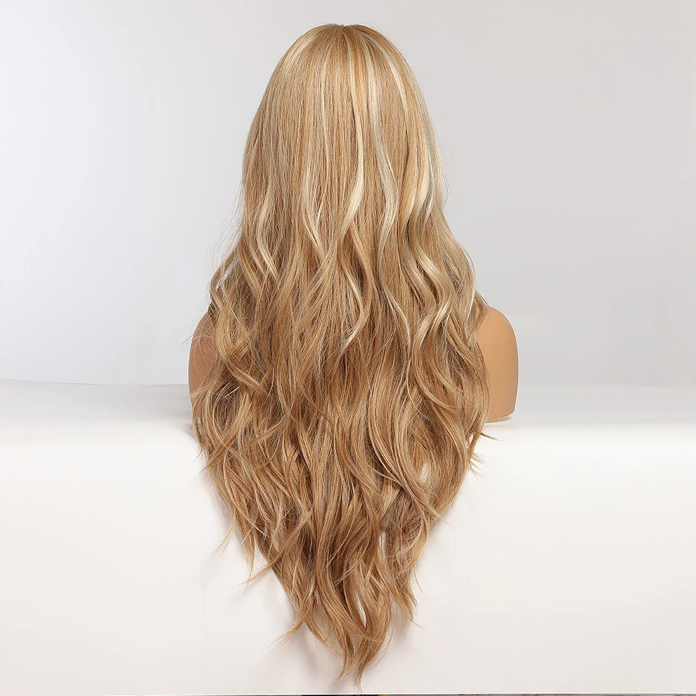 DropShipping EASIHAIR Long Blonde Ombre Synthetic Wigs for Women Wig Middle Part High Density Wavy Cosplay Wigs Heat Resistant