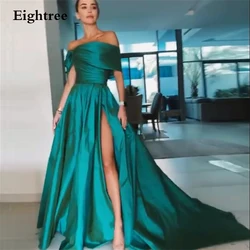 Eightree-Vestidos de Fiesta largos sin tirantes con abertura lateral, sin mangas, hombros descubiertos, vestido de noche saudita, vestido de fiesta Formal de satén