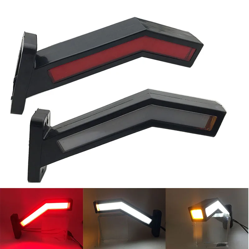 Nuevo 2 uds 12-24V camión luz LED de posición lateral contorno lámpara con tallo para camión remolque furgoneta camión lámpara lateral cintura lámpara Blanco/Rojo