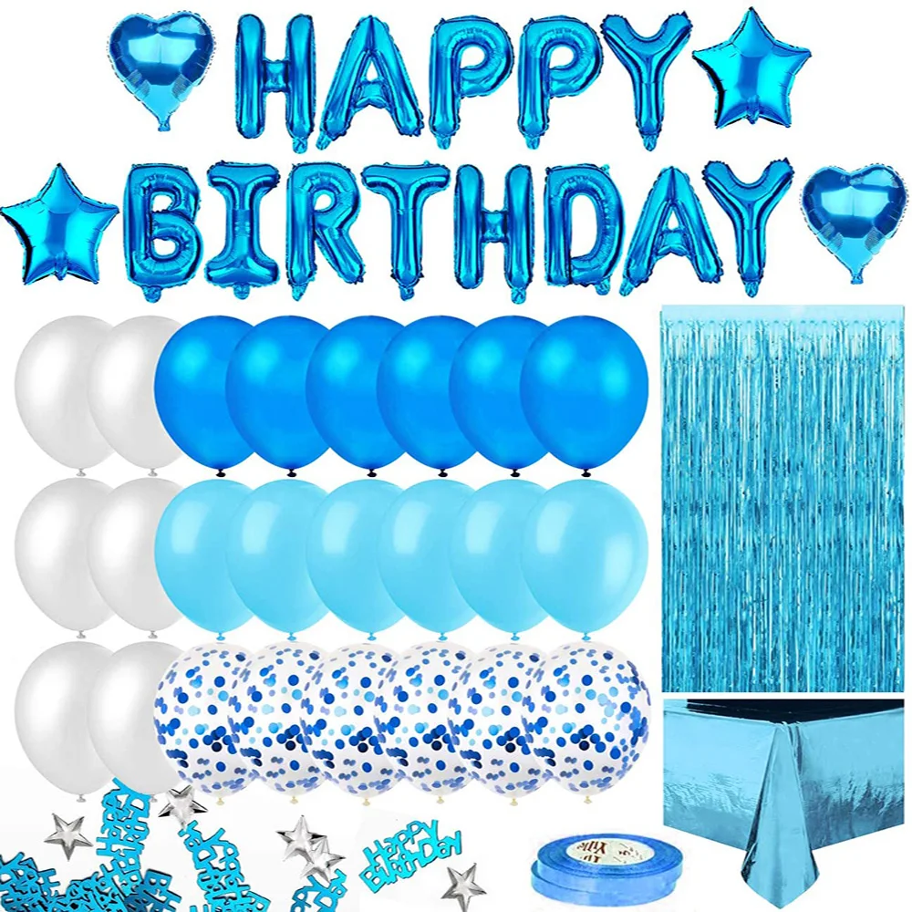 

Birthday Party Decorations Kids Adult Happy Birthday Balloons Banner,Foil Fringe Curtain for Birthday Party Baby Shower Supplies