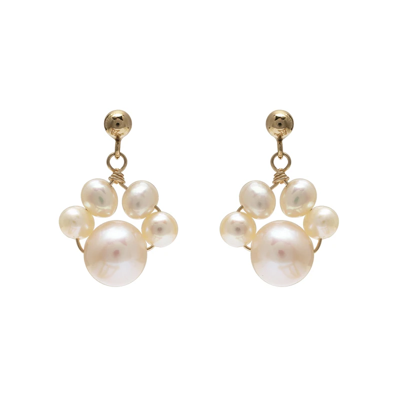 

Lii Ji стерлингового серебра 925 пробы с жемчугом, милые следы животных, серьги-гвоздики в виде лапы собаки и кошки, жемчужные украшения для женщин, хороший подарок