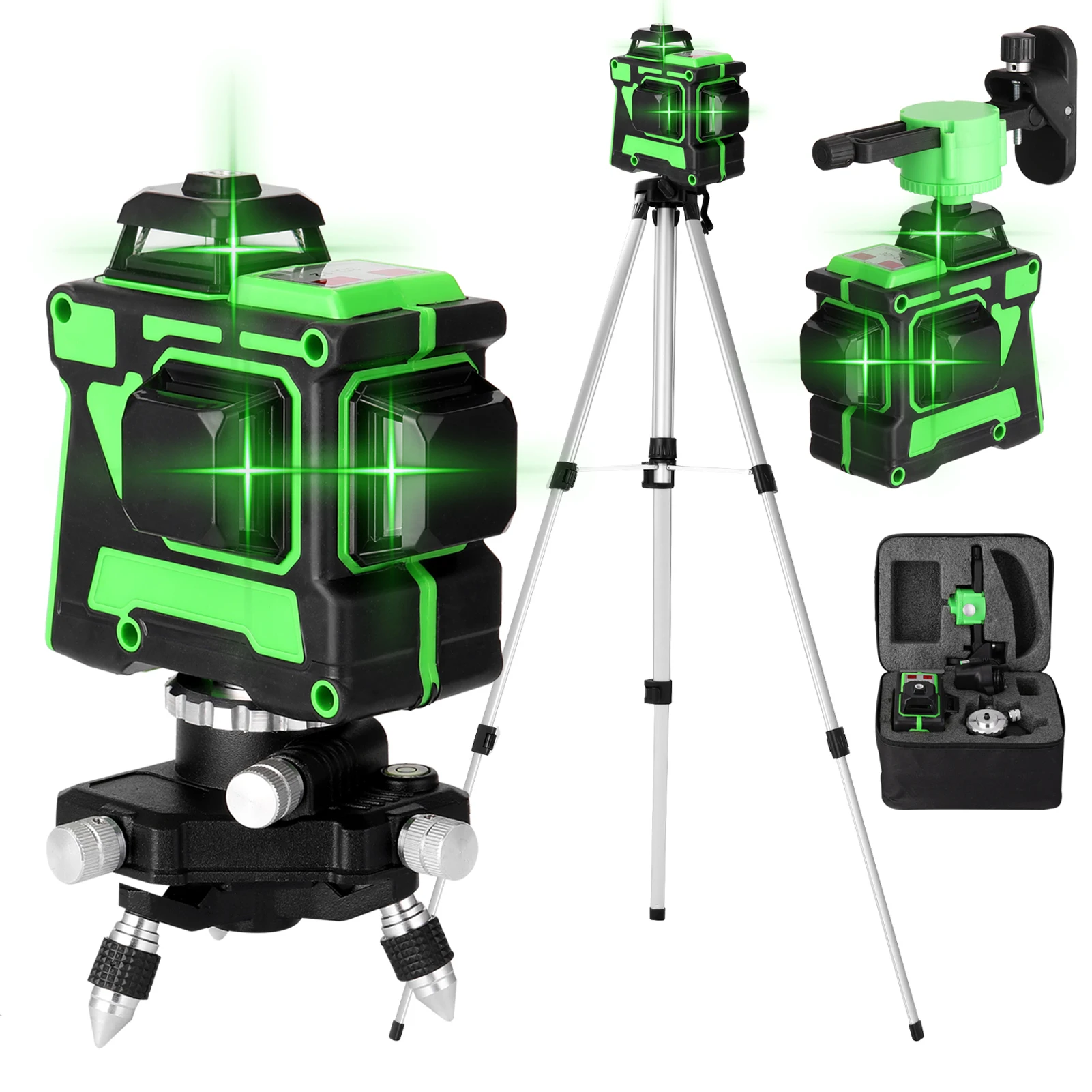 KKmoon Multifunctional 3D 12 Lines Green Laser Level Self-Leveling 360 Horizontal Vertical Cross Lines Wireless Remote