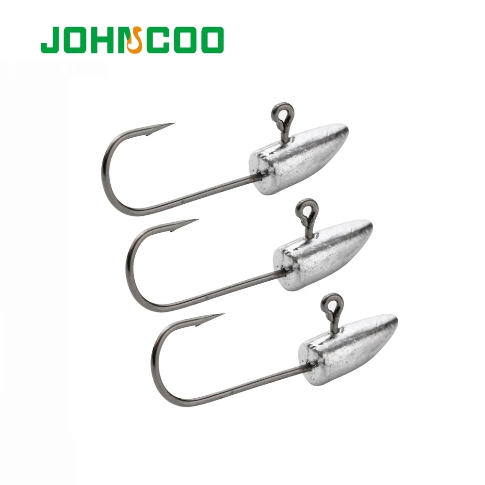 JOHNCOO 20pcs Jig Head Fishing Hooks Trout Fish Hook For Soft Lure Bait Barbed Single Fishhook 1g 1.5g 2g 3g